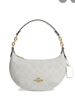 COACH Mini Payton Chalk Glacier White Signature Shoulder Bag Gold Hardware